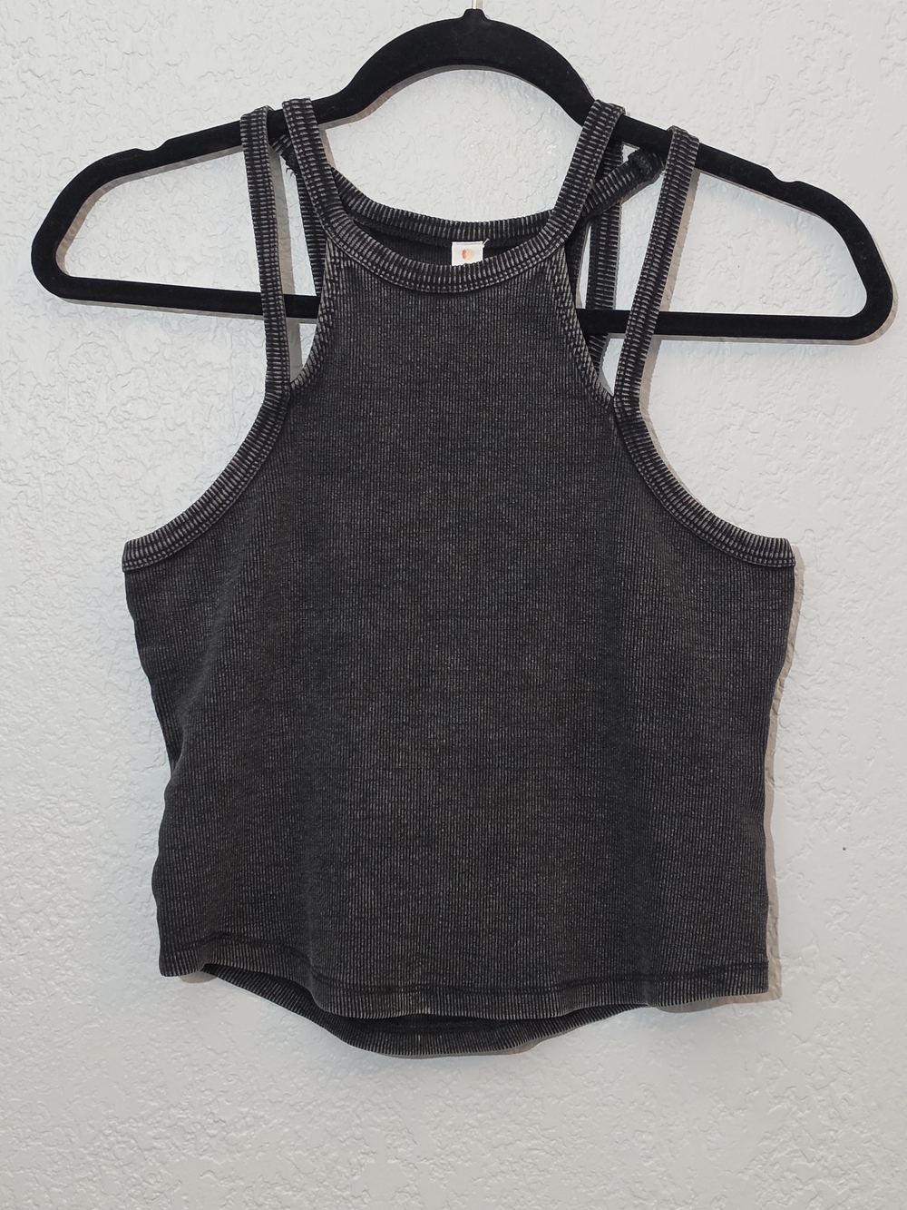 Daily Practice by Anthropologie Ribbed Tank Top Acid Washed Black Womens Small
